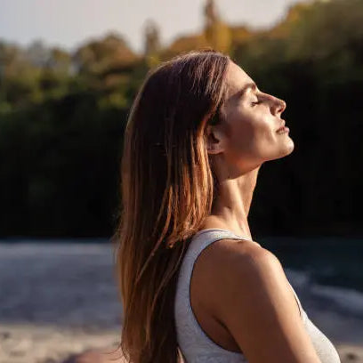 A helthy women enjoying fresh air outside 