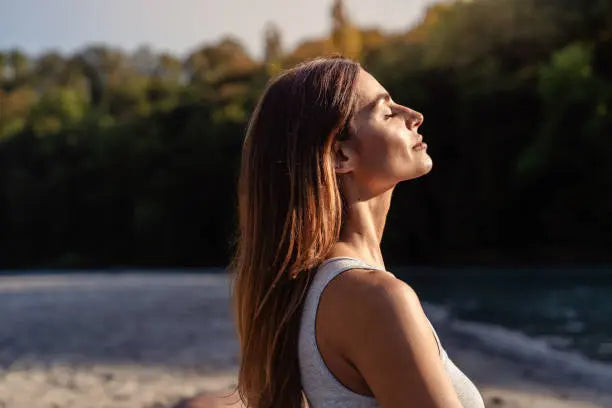 A helthy women enjoying fresh air outside 