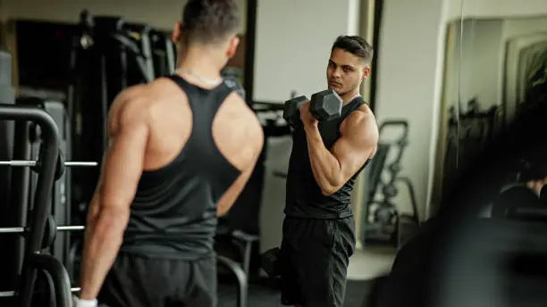Man working out in gym