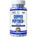 Hi-Tech Pharmaceuticals Copper Peptides+ GHK-Cu supplement bottle with 120mcg copper peptides and 3mg elemental copper from copper bisglycinate, 90 tablets.