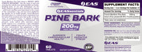 EAS Essentials French Maritime Pine Bark 200mg full supplement label with Supplement Facts, directions, ingredients, and product information featuring Cyclosome® Delivery to support antioxidant activity, cardiovascular health, and healthy circulation.