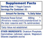 Supplement Facts panel for Hi-Tech Pharmaceuticals Rhodiola Rosea showing serving size of 1 veggie capsule, 60 servings per container, 500mg Rhodiola rosea root extract standardized to 3% rosavins and 1% salidrosides, with other ingredients and directions for use.