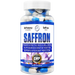 Hi-Tech Pharmaceuticals Saffron supplement bottle featuring standardized saffron extract for positive mood support, cognitive function, and antioxidant protection with 90 capsules.