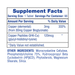 Hi-Tech Pharmaceuticals Copper Peptides+ Supplement Facts showing 3mg elemental copper from copper bisglycinate and 120mcg GHK-Cu copper peptides per tablet.